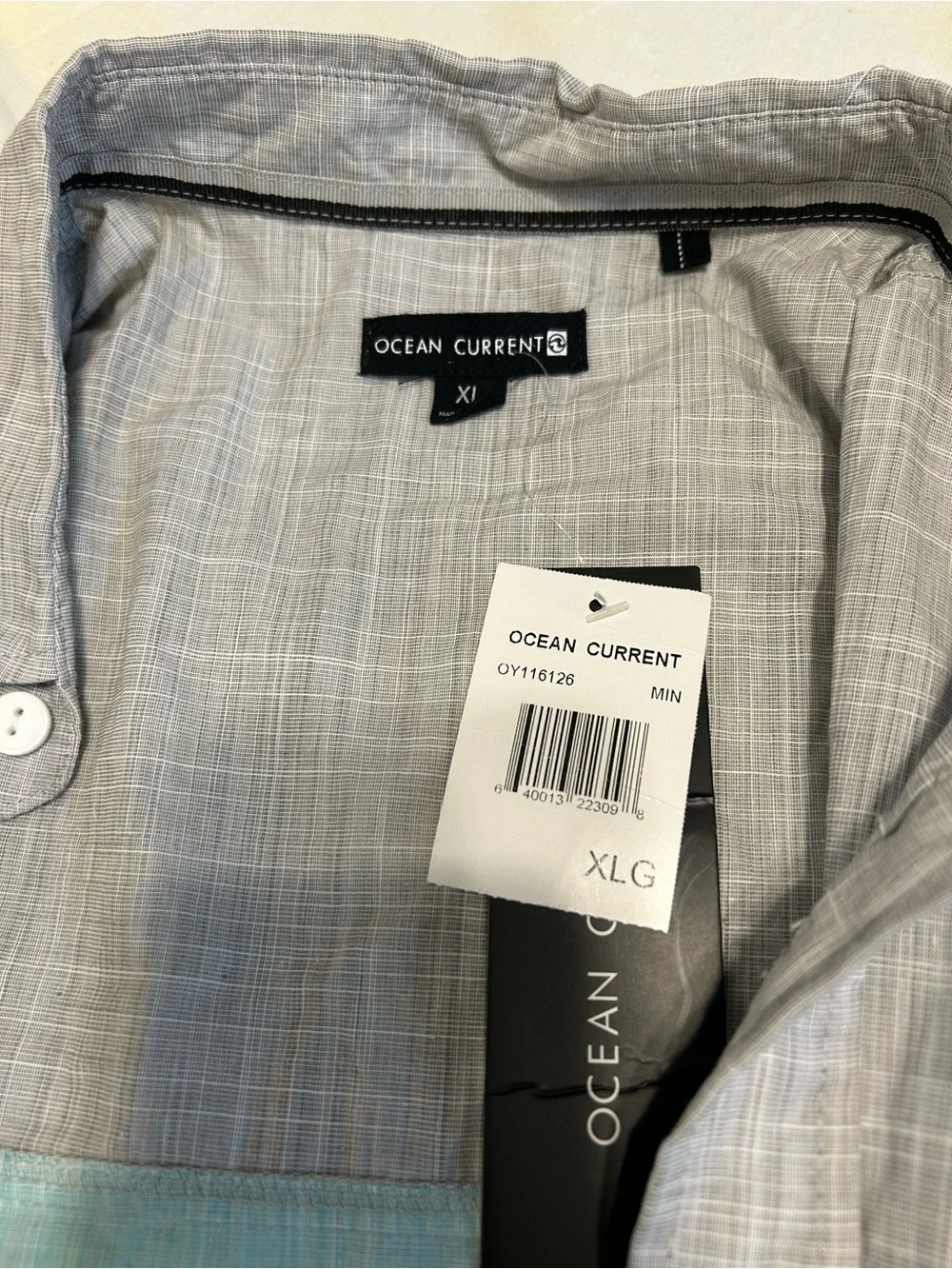 Ocean Current Men’s Short-Sleeve Colorblock Button-Up - Seafoam & Gray